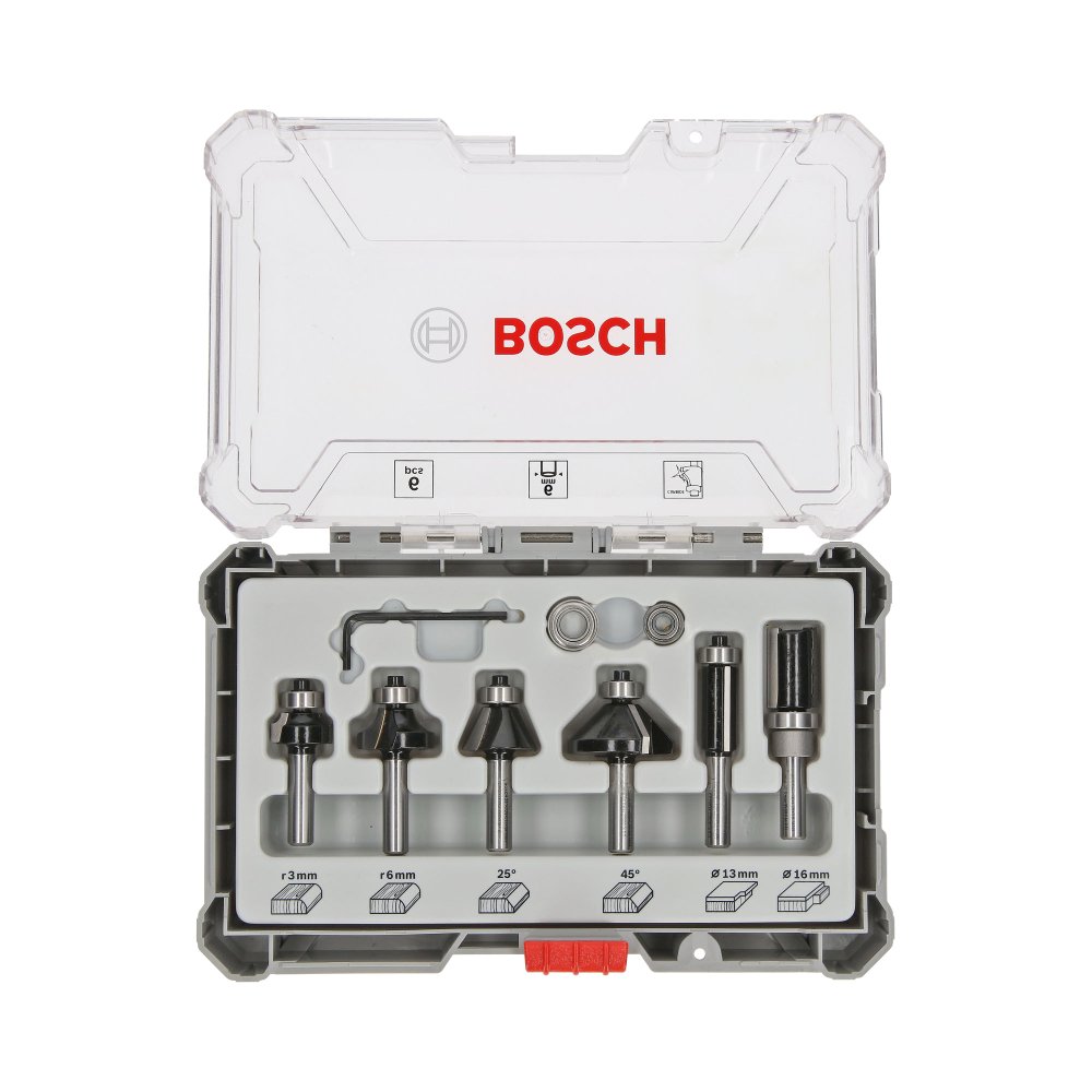 Jogo de Fresas para Tupia Bosch 6 Peças 6mm 2607017468 Preciso e