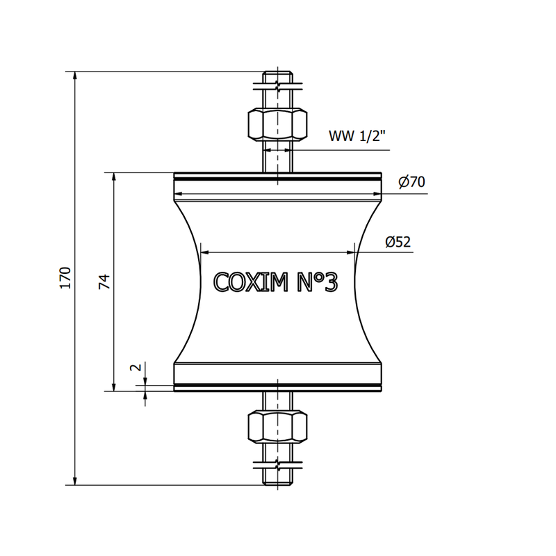 Amortecedor Antivibratrio Coxim N3 12 250KG Vibra Stop CX312