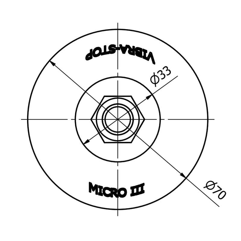 Amortecedor Antivibratrio Micro III 38 70KG Vibra Stop MIC338