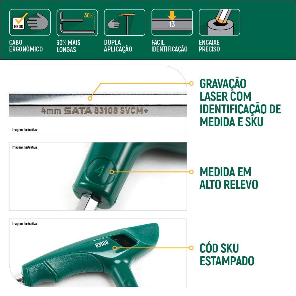 Chave Allen Abaulada Cabo T 3mm Sata ST83107SC | COREBRAL