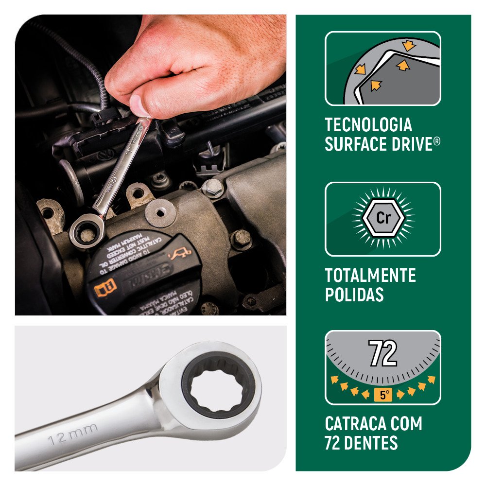 Jogo de Chave Combinada Catraca 8-24mm 16 Peças Sata ST08034L
