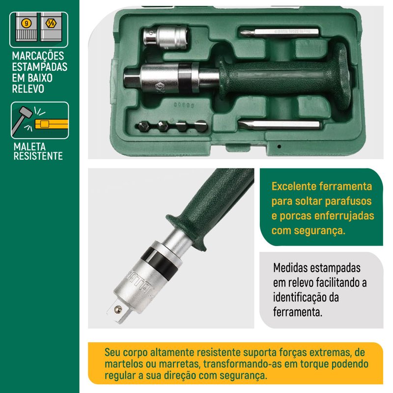 Jogo de Chave de Impacto Manual FendaPhillips 8 Peas Sata ST09603SJ 5