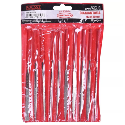 Jogo Lima Agulha Diamantada 10 Pecas 140mm Rocast 810001 | COREBRAL