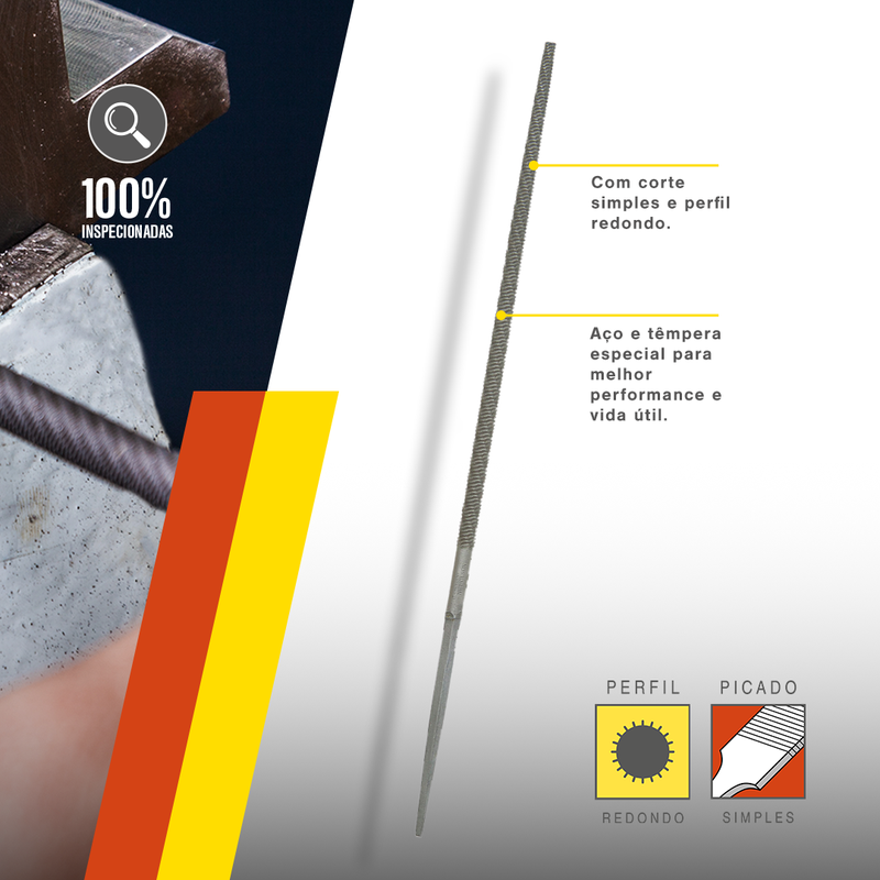 Lima Mecnica Redonda Bastarda 12 Nicholson com Cabo 12134B 2