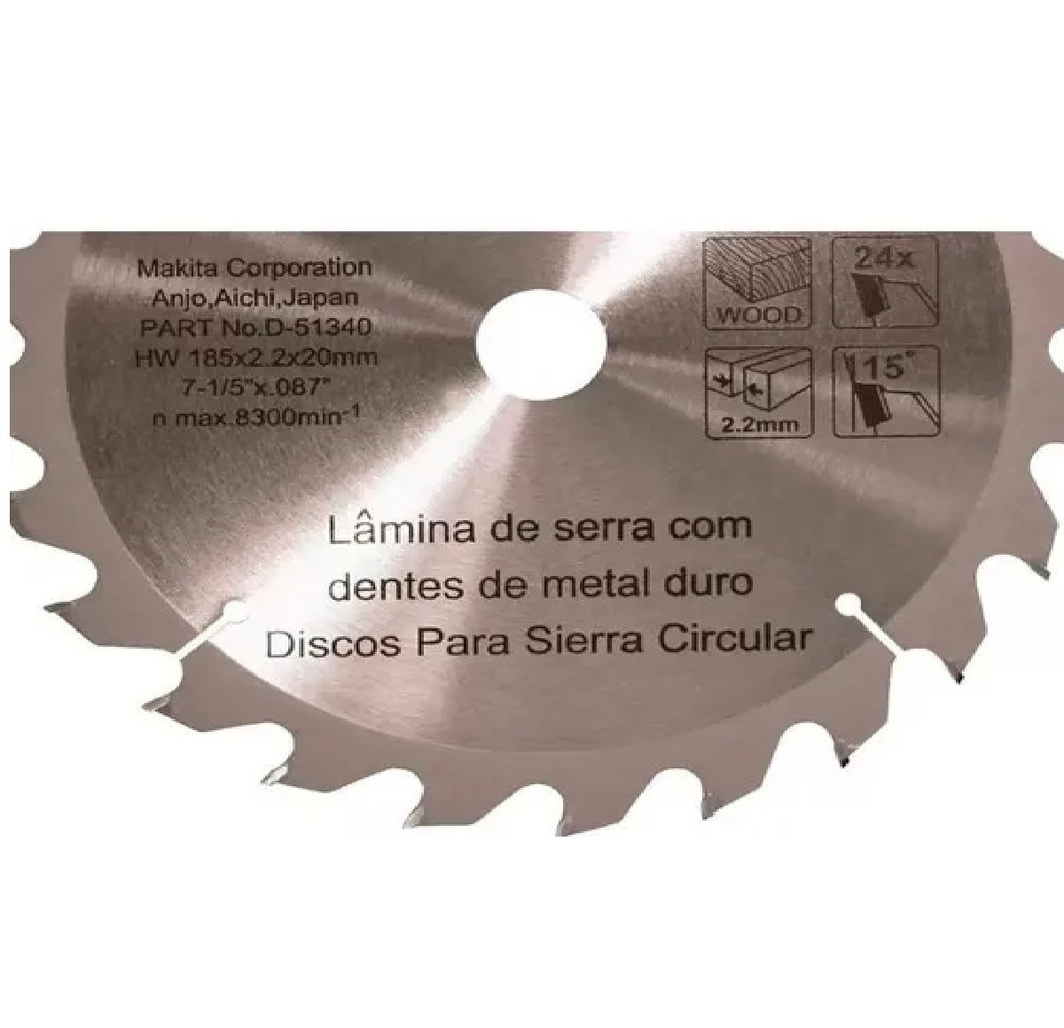 Disco de Serra Circular 185mm 24 Dentes Makita D-51340 para