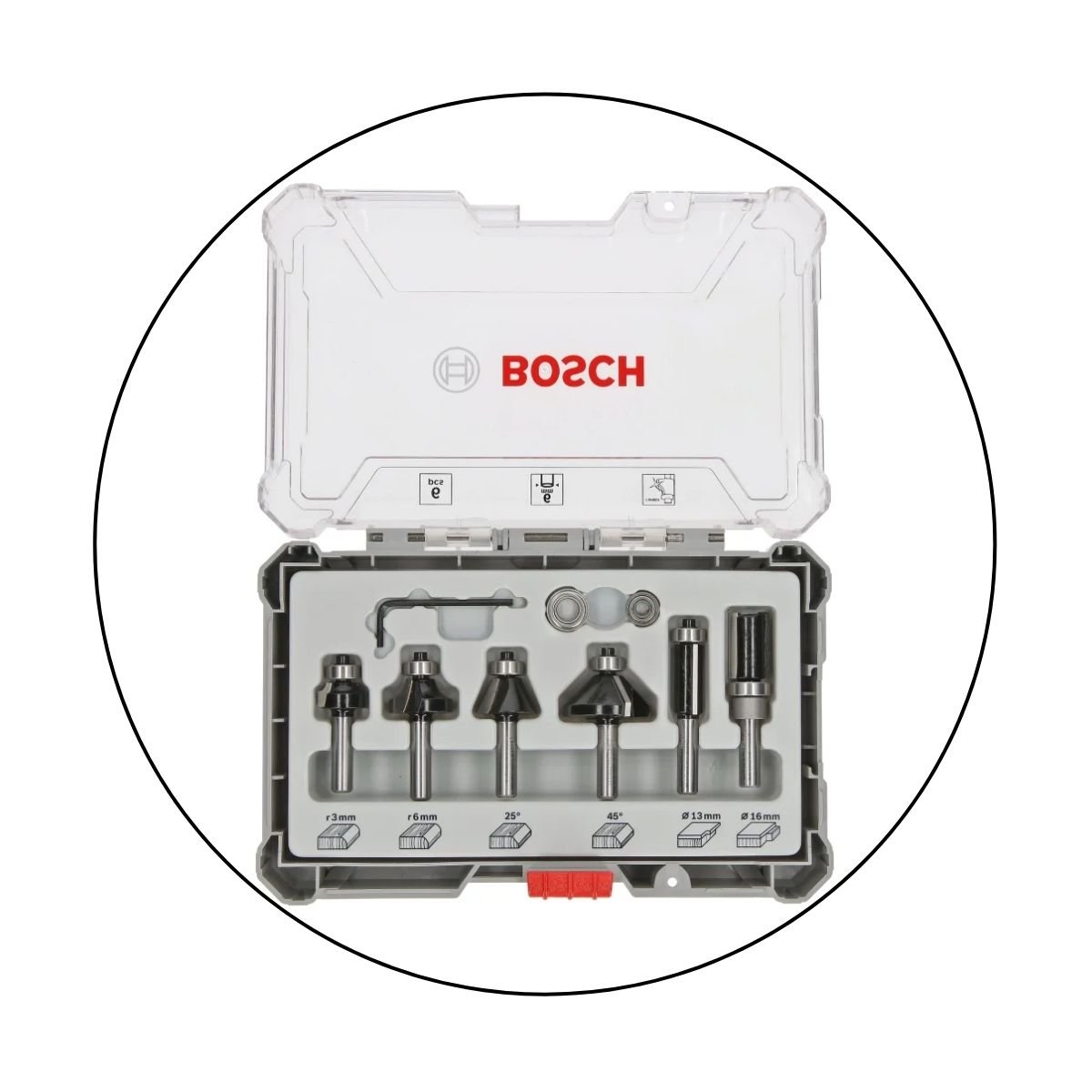 Jogo de Fresas para Tupia Bosch 6 Peças 6mm 2607017468 Preciso e