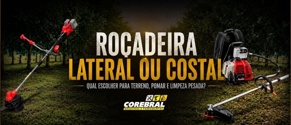 Rocadeira lateral ou costal: qual escolher para terreno, pomar e limpeza pesada?