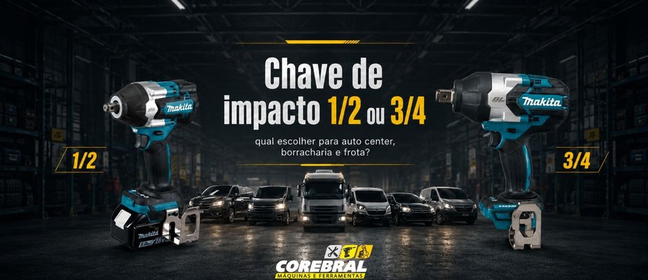 Chave de impacto 1/2 ou 3/4: qual escolher para auto center, borracharia e frota?