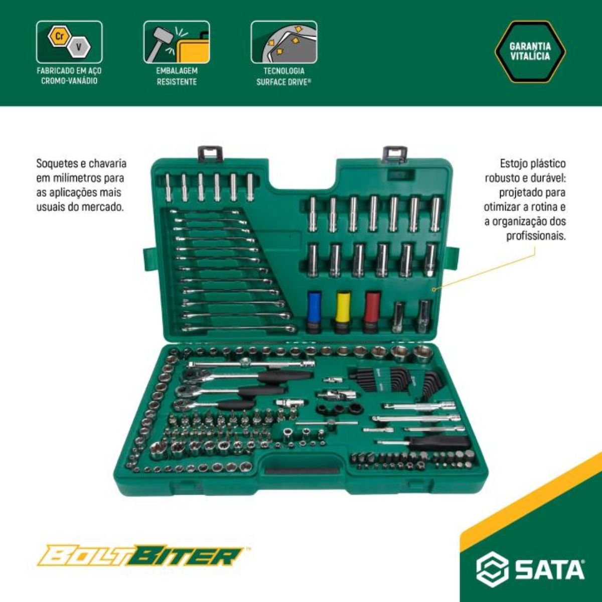 Jogo de Ferramentas 190 Peças com Maleta SATA ST109543